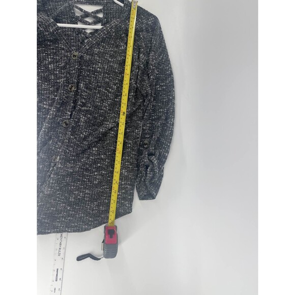 Juniors Gray Ribbed Button Front Long Sleeve Top Lace Up Back XL - Picture 5 of 5